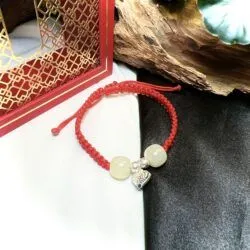 Vòng ngọc bích Hoà Điền tết dây đeo tay - Hình ảnh 4