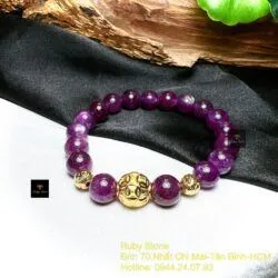 Vòng chuỗi Ruby sao thiên nhiên, charm vàng 18k - Ảnh 2
