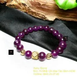 Vòng chuỗi Ruby sao thiên nhiên, charm vàng 18k Vòng chuỗi Ruby sao thiên nhiên, charm vàng 18k