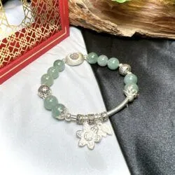 Vòng chuỗi ngọc Cẩm thạch Myanmar mix charm bạc 925