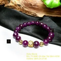 Vòng chuỗi Ruby sao thiên nhiên, charm vàng 18k Vòng chuỗi Ruby sao thiên nhiên, charm vàng 18k