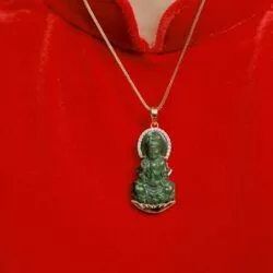 Bộ sản phẩm vòng tay, nhẫn và vòng cổ tượng phật quán thế âm bồ tát ngọc bích Canada