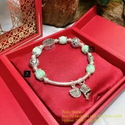 Vòng ngọc Cẩm thạch Myanmar mix charm bạc 925 - Hình ảnh 4