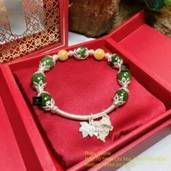 Vòng ngọc bích Canada mix charm bạc 925