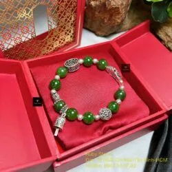 Vòng ngọc bích Canada mix charm bạc 925 - Ảnh 4