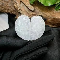 Cặp Ngọc bội long phụng ngọc Cẩm thạch Miến Điện