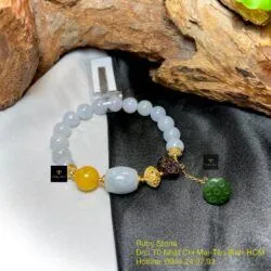 Vòng ngọc cẩm thạch Myanmar mix lu thống xinh xắn - Hình ảnh 4
