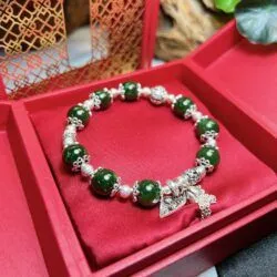 Vòng chuỗi ngọc bích Canada mix charm bạc 925 - Ảnh 4