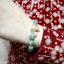 Vòng chuỗi ngọc Cẩm thạch Myanmar mix charm bạc 925 - Hình ảnh 2