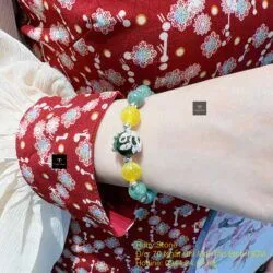Vòng ngọc Cẩm thạch Myanmar mix hổ phách, bạc 925 - Ảnh 6