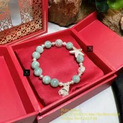 Vòng ngọc Cẩm thạch Miến Điện mix charm bạc 925