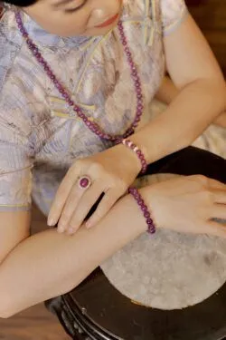 Bộ sản phẩm vòng cổ, vòng tay và nhẫn Ruby thiên nhiên, vàng 18k - Hình ảnh 5