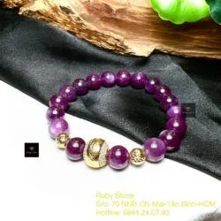 Vòng chuỗi Ruby sao thiên nhiên, charm vàng 18k Vòng chuỗi Ruby sao thiên nhiên, charm vàng 18k