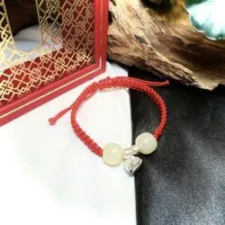 Vòng ngọc bích Hoà Điền tết dây đeo tay - Hình ảnh 5