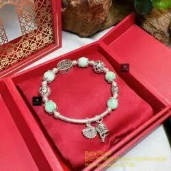 Vòng ngọc Cẩm thạch Myanmar mix charm bạc 925