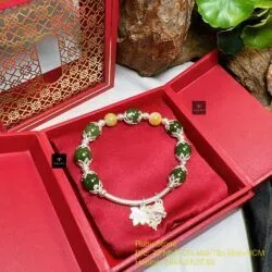 Vòng ngọc bích Canada mix charm bạc 925 - Ảnh 2