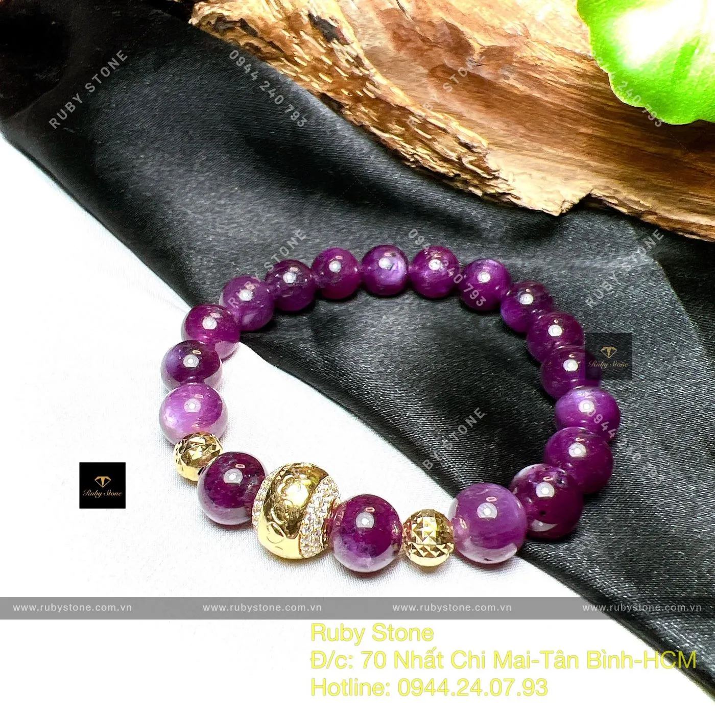 Vòng chuỗi Ruby sao thiên nhiên, charm vàng 18k Vòng chuỗi Ruby sao thiên nhiên, charm vàng 18k