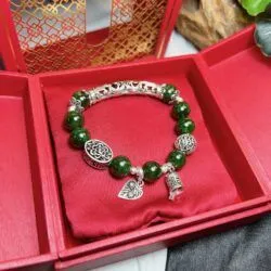 Vòng tay ngọc bích Canada mix charm bạc 925 - Ảnh 5