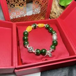 Vòng chuỗi Ngọc bích Canada mix hổ phách và charm bạc 925 - Ảnh 7