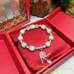 Vòng ngọc Cẩm thạch Myanmar mix charm bạc 925 - Hình ảnh 2