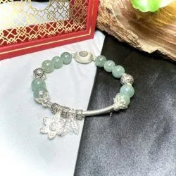 Vòng chuỗi ngọc Cẩm thạch Myanmar mix charm bạc 925 - Hình ảnh 4