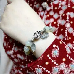 Vòng chuỗi Ngọc bích Hoà Điền mix charm bạc 925 - Hình ảnh 6