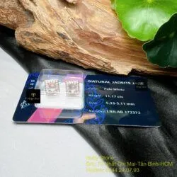 Khuyên tai Phỉ thuý băng chủng, vàng hồng 10k