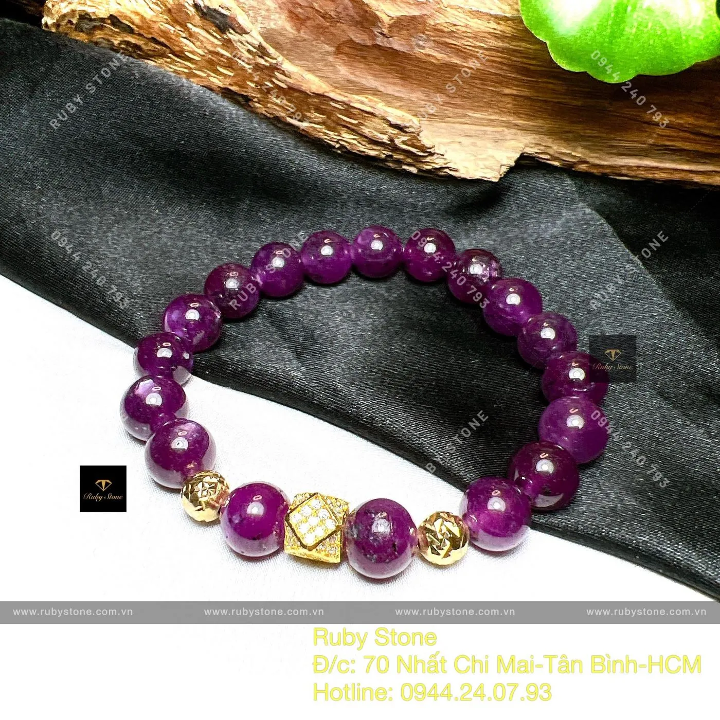 Vòng chuỗi Ruby sao thiên nhiên, charm vàng 18k Vòng chuỗi Ruby sao thiên nhiên, charm vàng 18k