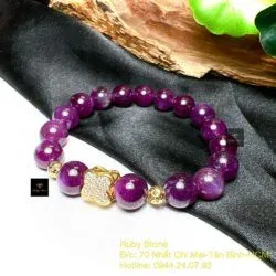 Vòng chuỗi Ruby sao thiên nhiên, charm vàng 18k