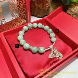 Vòng ngọc Cẩm thạch Myanmar mix charm bạc 925