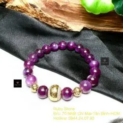 Vòng chuỗi Ruby sao thiên nhiên, charm vàng 18k Vòng chuỗi Ruby sao thiên nhiên, charm vàng 18k