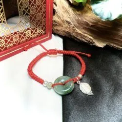 Vòng đồng điếu ngọc Cẩm thạch tết dây đeo tay - Hình ảnh 4