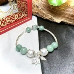 Vòng chuỗi ngọc Cẩm thạch Myanmar mix charm bạc 925 - Hình ảnh 2