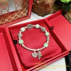 Vòng ngọc Cẩm thạch Myanmar mix charm bạc 925 - Hình ảnh 5