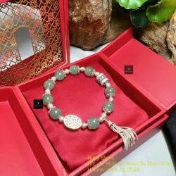 Vòng ngọc Cẩm thạch mix charm bạc 925 xinh yêu - Ảnh 2