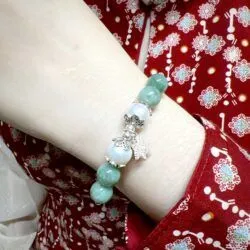 Vòng chuỗi ngọc Cẩm thạch Myanmar mix charm bạc 925 - Hình ảnh 6