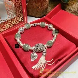 Vòng ngọc Cẩm thạch Myanmar mix charm bạc 925