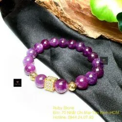 Vòng chuỗi Ruby sao thiên nhiên, charm vàng 18k