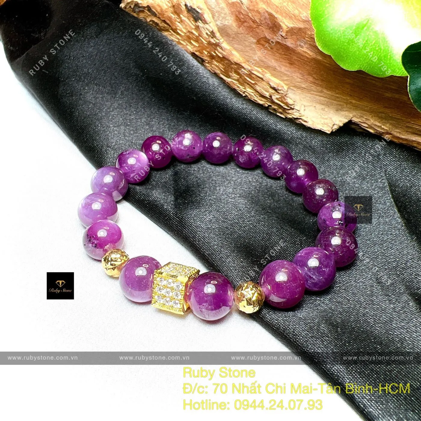 Vòng chuỗi Ruby sao thiên nhiên, charm vàng 18k Vòng chuỗi Ruby sao thiên nhiên, charm vàng 18k