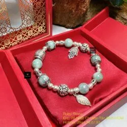Vòng ngọc Cẩm thạch Miến Điện mix charm bạc 925