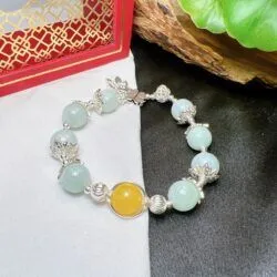Vòng chuỗi ngọc Cẩm thạch Miến Điện (Myanmar) mix hổ phách - Ảnh 3