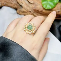 Nhẫn ngọc Phỉ thuý Miến Điện (Myanmar), vàng 18k - Hình ảnh 6