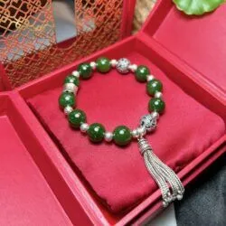 Vòng chuỗi Ngọc bích Canada mix bạc - Ảnh 2
