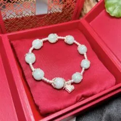 Vòng ngọc Cẩm thạch Myanmar mix charm bạc - Ảnh 3