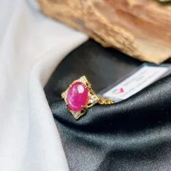 Nhẫn Ruby Yên Bái sao thiên nhiên, vàng 18k - Ảnh 4