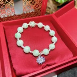 Vòng chuỗi ngọc Cẩm thạch Myanmar mix charm bạc - Ảnh 3