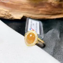 Nhẫn ngọc Phỉ thuý hoàng phỉ Miến Điện (Myanmar), vàng 18k - Ảnh 2