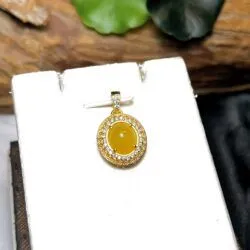 Mặt dây chuyền ngọc Phỉ thuý hoàng phỉ Myanmar, vàng 18k - Hình ảnh 5