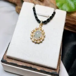 Mặt dây ngọc Phỉ thuý băng chủng Myanmar, vàng 18k - Hình ảnh 4