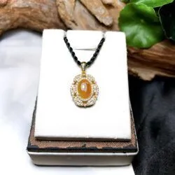 Mặt dây ngọc Phỉ thuý Hoàng phỉ Myanmar, vàng 18k - Hình ảnh 2